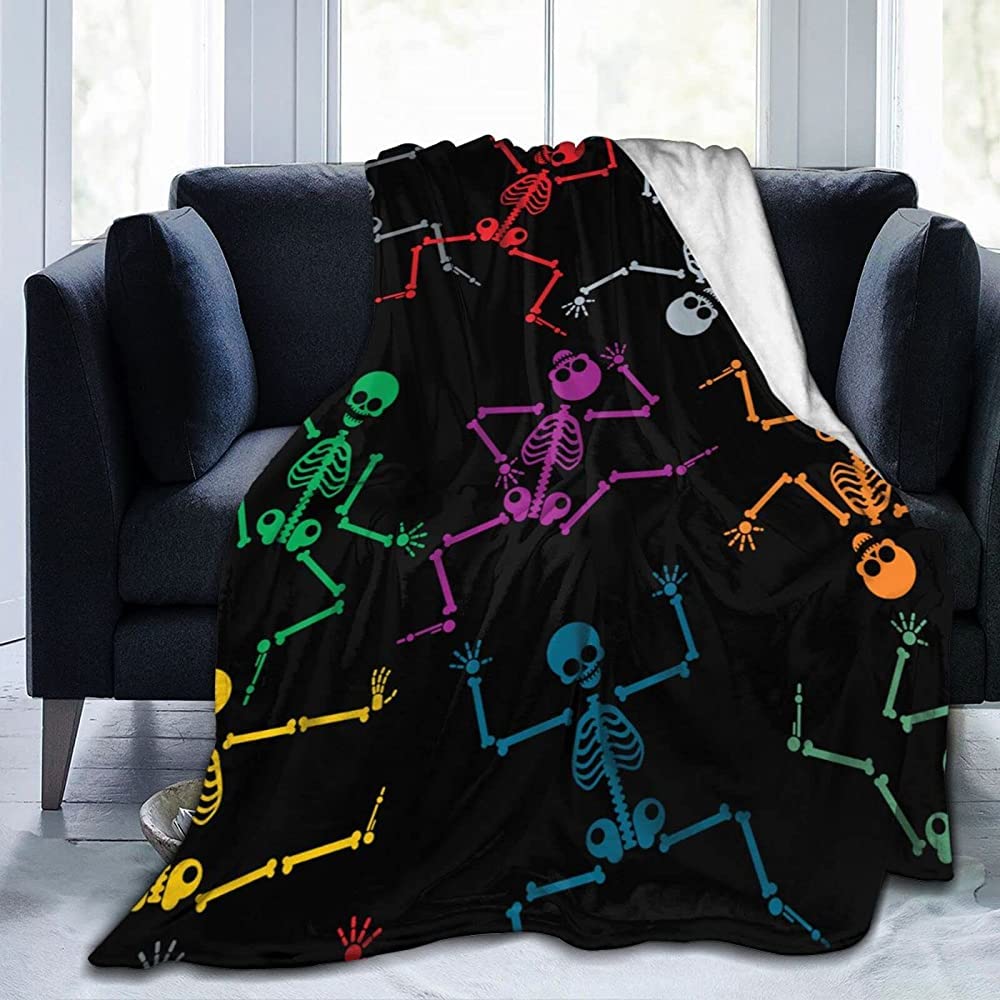 Iubbki As Pic Fleece Blanket Cartoon Skeletons Dancing Blanket Novelty Blanket For Children Soft Couch Blanket, For Living Rooms, Office, Bedroom
