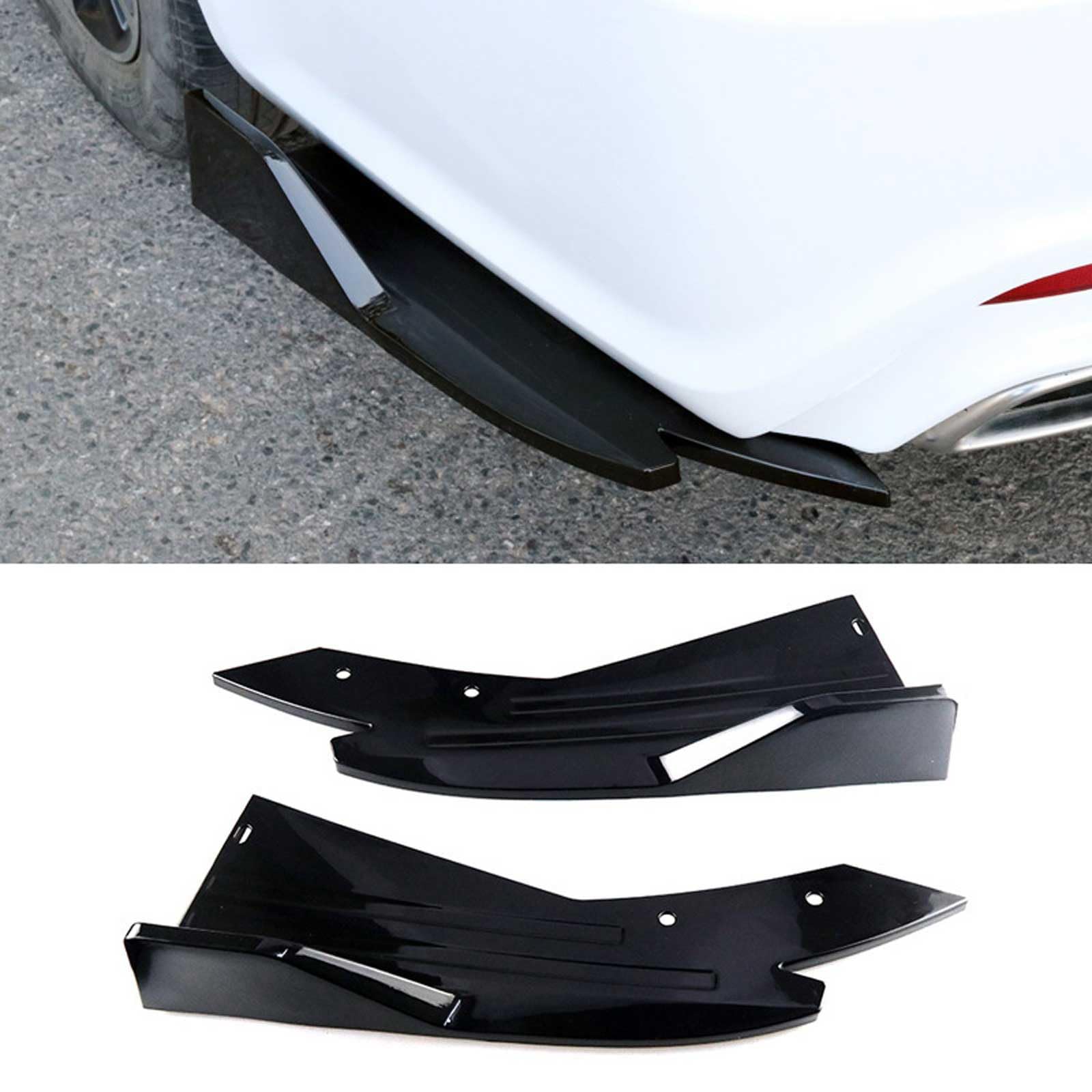 2 Pcs Car Rear Bumper Lip Spoiler for Mercedes Benz CLS coupe C218 2011-2014 2015 2016 2017 2018, Rear Corner Llip Diffuser Spoiler Side Fin Scratch Protector, Car Accessories,Black