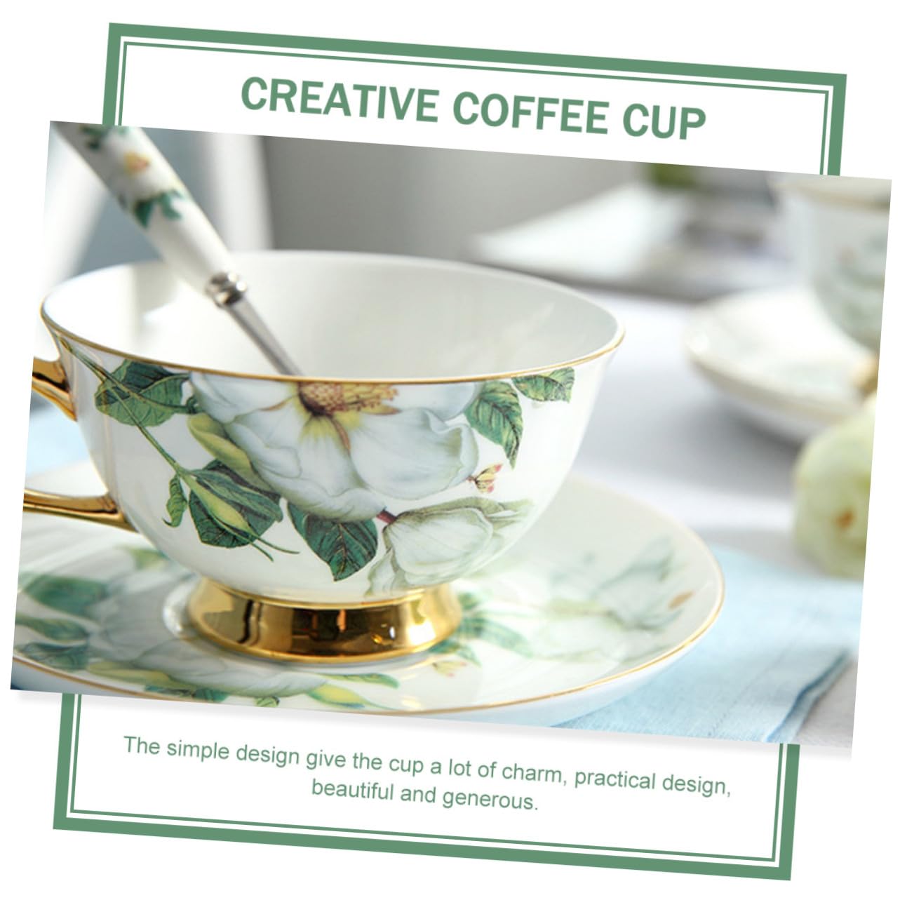 Gatuida Set 2 Tazze e Piattini da Tè in Ceramica Creativa Cucchiaino e Supporto, Tazze da Caffè Latte Impugnatura Comoda, Adatte per Pomeriggi di Tè e Riunioni di Famiglia