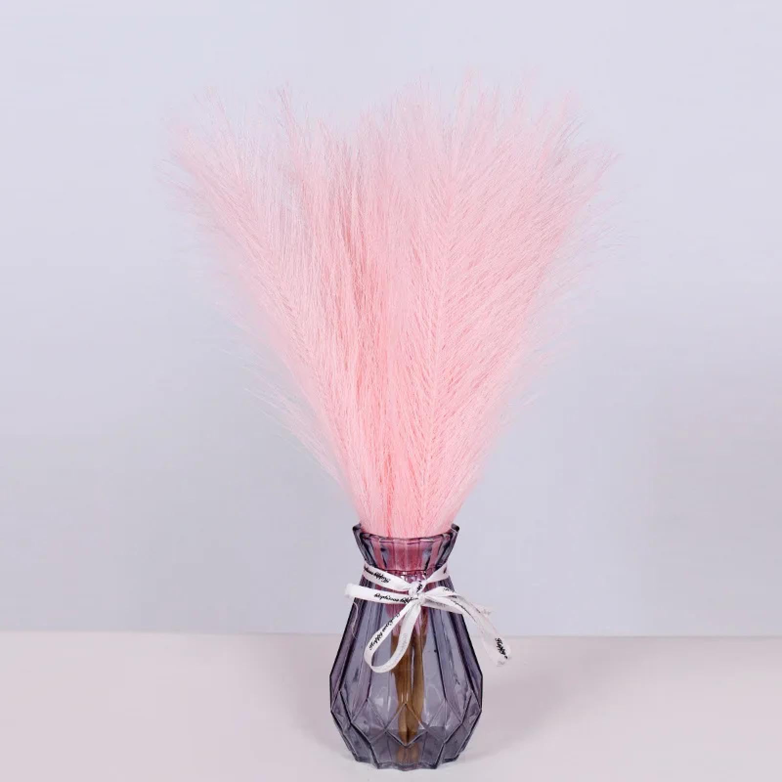 Lot de 6 herbes de la pampa artificielles de style européen - 43 cm - Rose clair