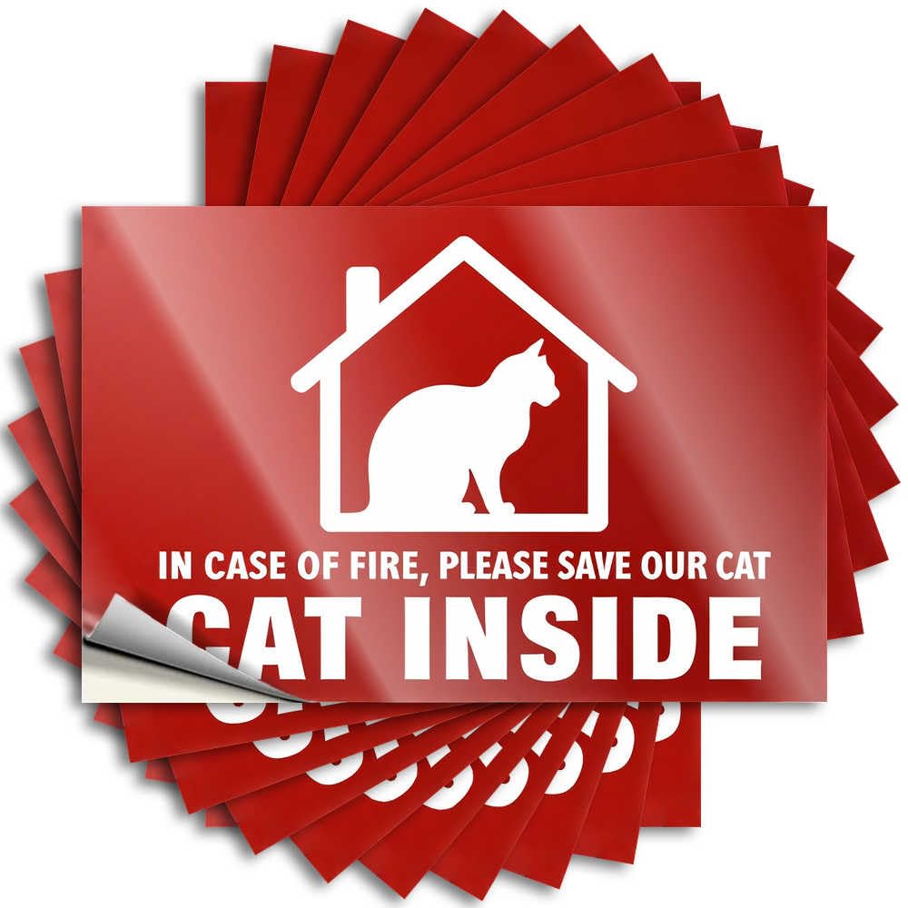 Save Our Cat in Case of Fire Punk Man Cave Decor - Saying Garage Removable Vinyl Decal(8X12CM)