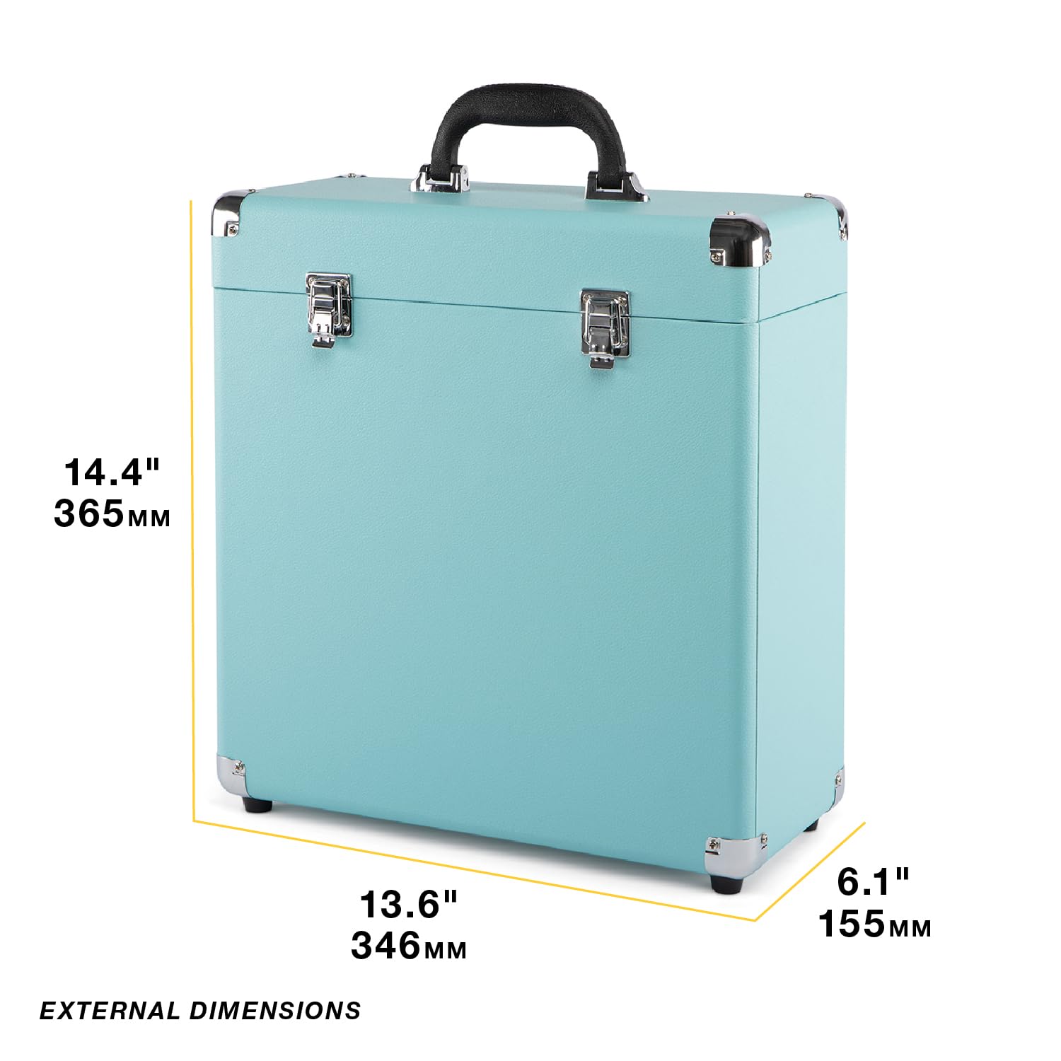 Victrola Collector II (modèle 2026) – Étui de rangement pour disques vinyles – Peut contenir plus de 30 disques vinyles, matériel robuste, doublure intérieure douce, portable avec poignée de transport