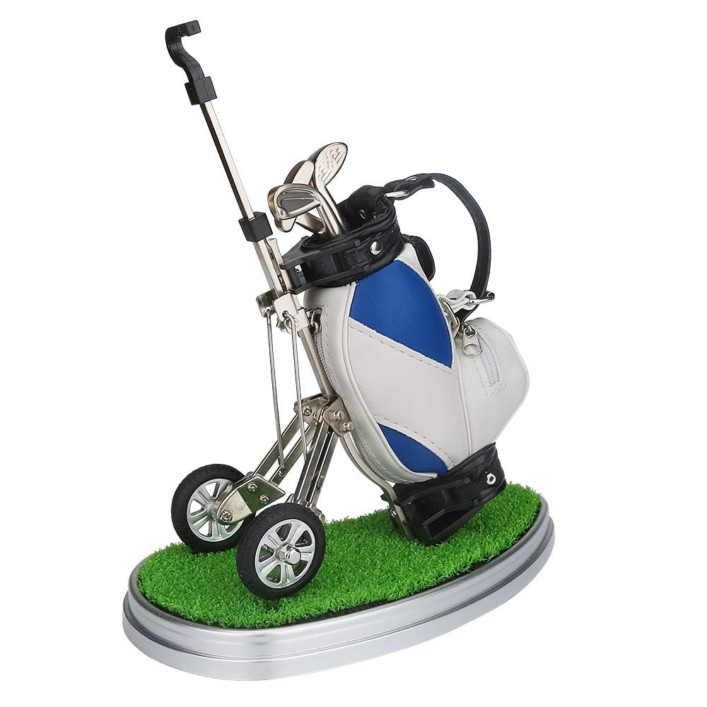 Porta Penne da Golf 3 Pezzi - Set Desk Decor - Regali Souvenir Uomini - Blu Bianco
