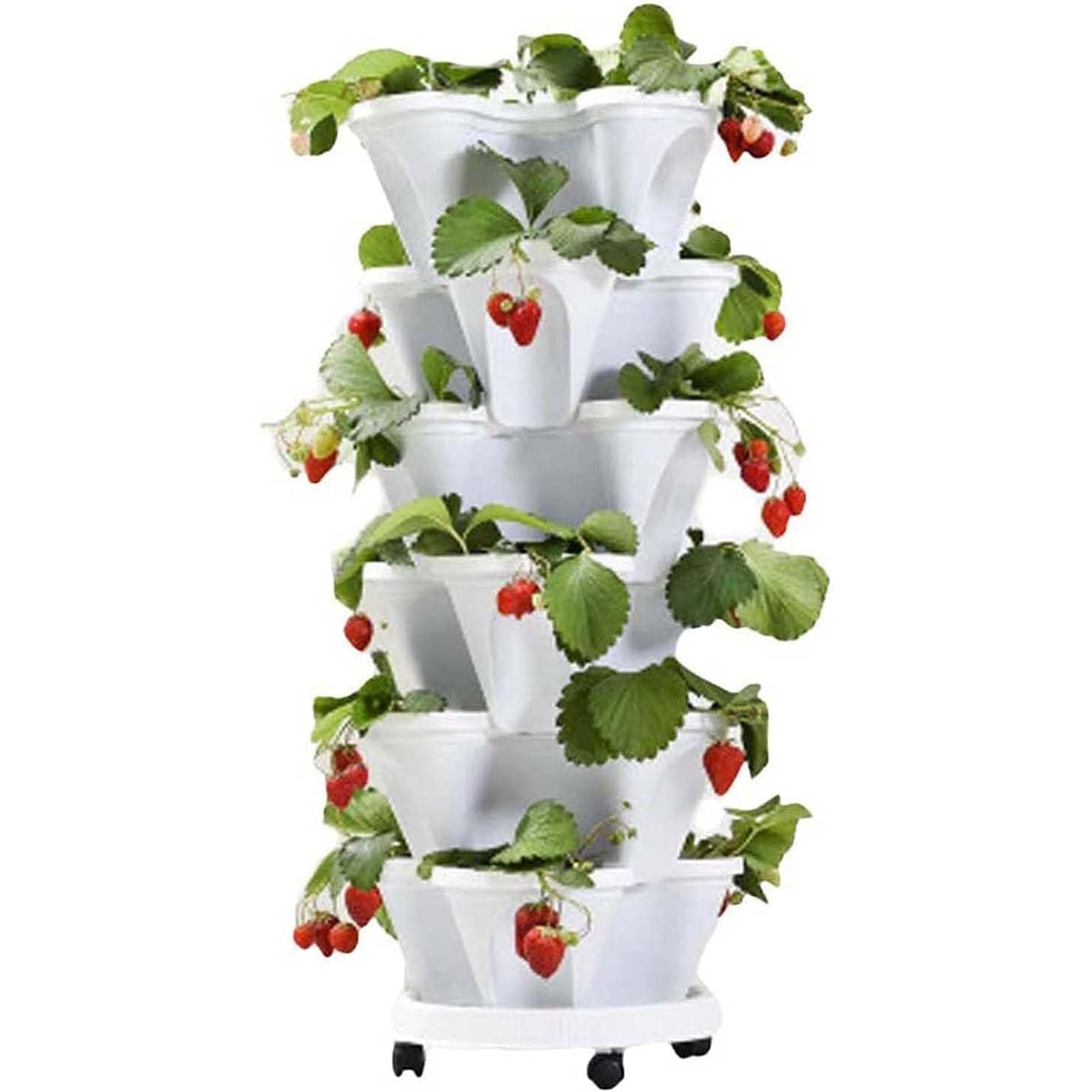 Set di 6 vasi da fiori impilabili per erbe, fiori e fragole, salvaspazio, per interni ed esterni, perfetti per giardinieri e appassionati di piante.