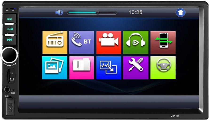 7018B 2DIN Car Radio BT Audio 7'' HD Radio In Dash Touch Screen Stereo USB MP3 MP5 Player Rear View Camera