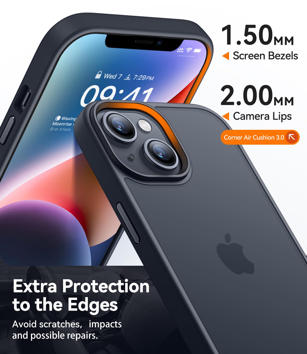 CANSHN Cover Opaca per iPhone 13 e iPhone 14(6,1 Pollici), Custodia Traslucida Opaca Protettiva Sottile Antiurto - Nero