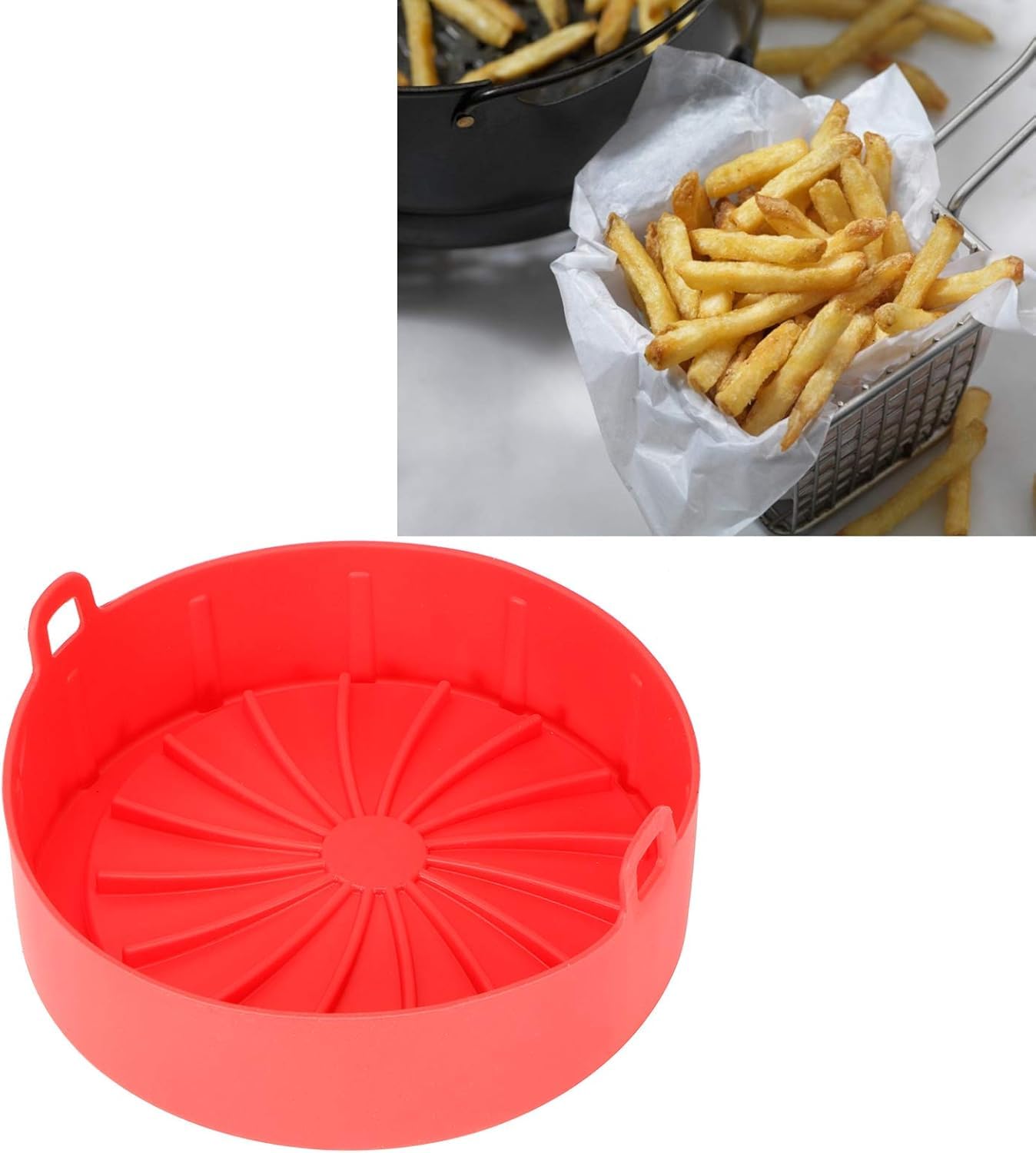 Silikonowa mata do pieczenia, wielokrotnego użytku, nieprzywierająca mata do ciasta i chleba, wkładka do kosza frytkownicy powietrznej do grillowania, gotowania i pieczenia, 1 opakowanie
