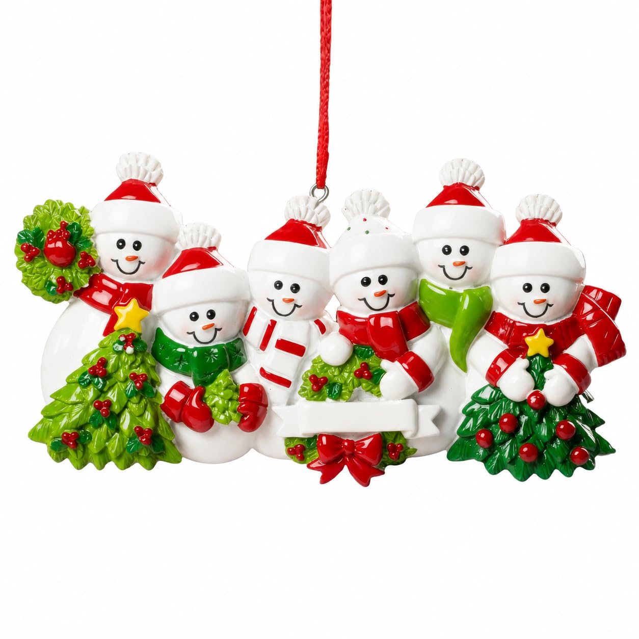 iDIY Family Christmas Ornament 2026, Snowman Ornament with Pen, Write Your Own Names and Year, Resin Christmas Tree Decoration, Family Keepsake Gift, 6-Person Design