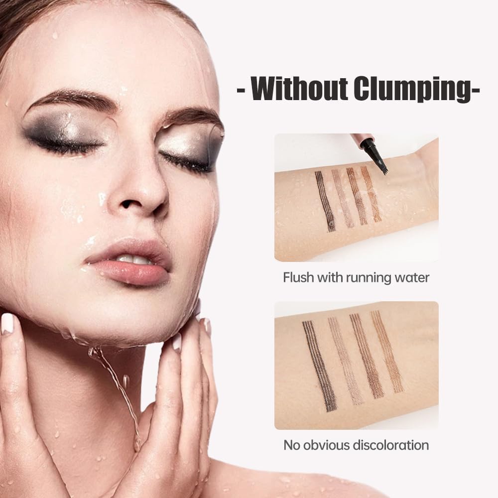 Magischer Augenbrauenstift – 2024 neuer wasserdichter 3D-Microblading-Augenbrauenstift-Konturstift – natürlicher, langlebiger Microblading-Augenbrauenstift mit 4 Spitzen (4 PCS)