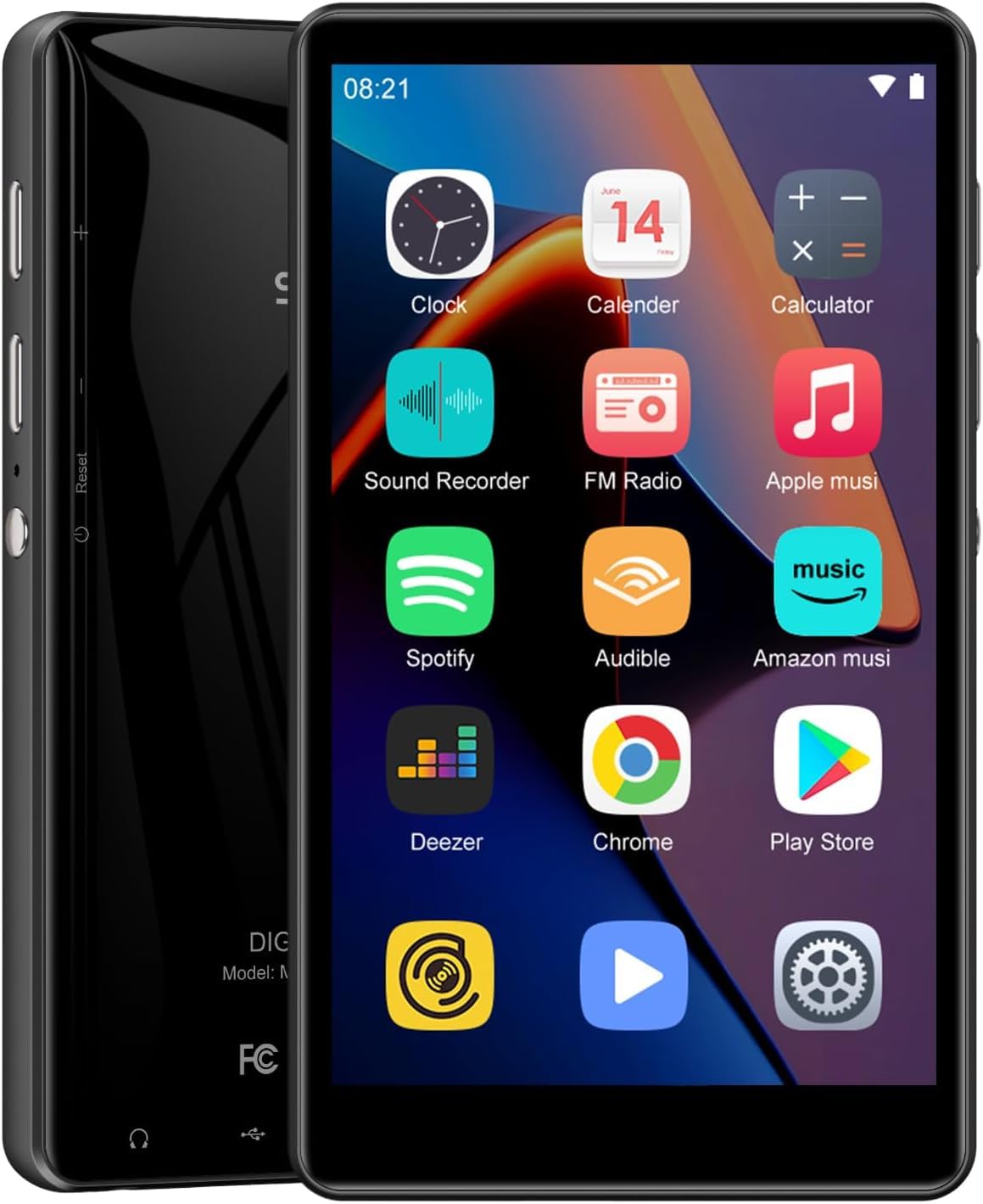 SWOFY 80GB MP3-Player mit Bluetooth und WLAN, 4,0-Zoll-Touchscreen, Android MP3/MP4-Player mit Spotify, Amazon Music, FM-Radio, Rekorder, E-Book und Browser – Schwarz
