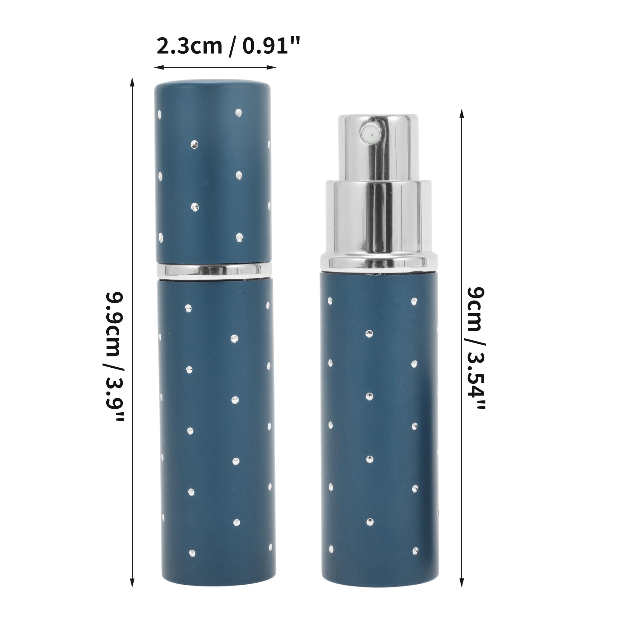 2 sztuki rozpylaczy do perfum, do wielokrotnego napełniania, 10 ml, pojemnik na perfumy z okienkiem, do torebki, na podróż, wakacje, podróż samolotem, niebieski