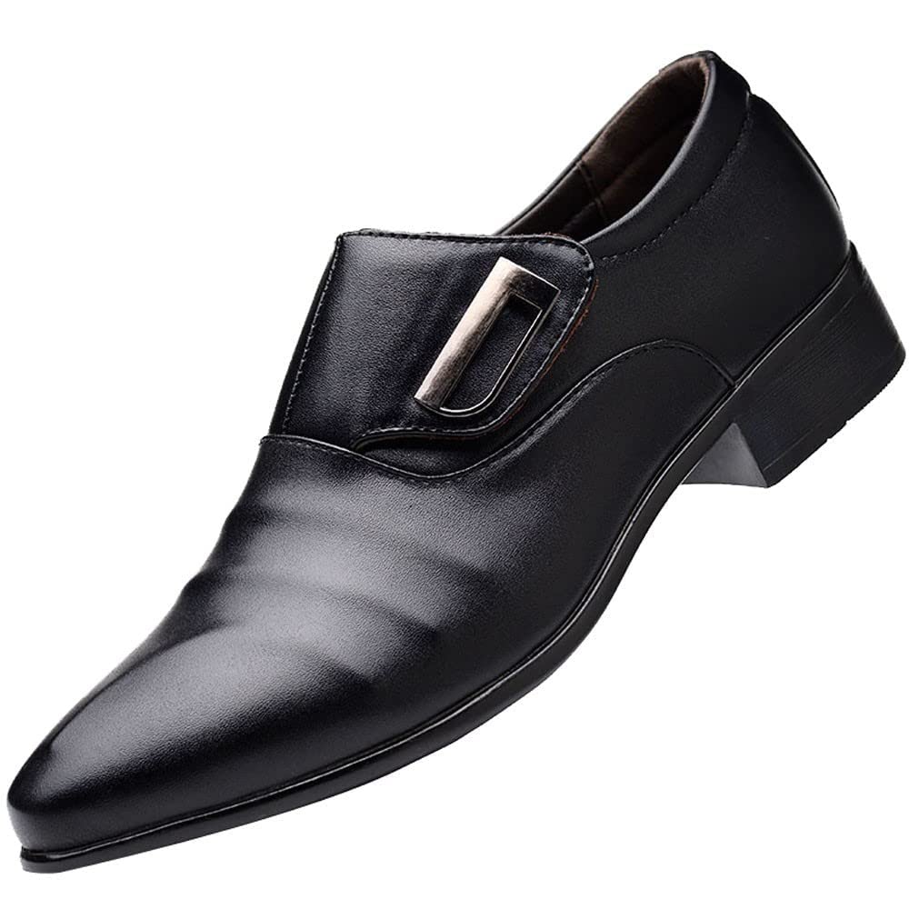 HINDOLA Mens Oxford Dress Leather Shoes Anti-Slip Breathable Business Shoes Commuting Classic Wedding Shoes