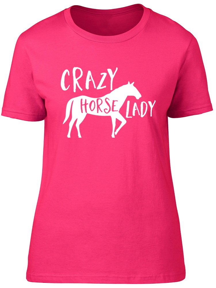 Shopagift Crazy Horse Lady Womens Ladies Short Sleeve Fitted T-Shirt Pink