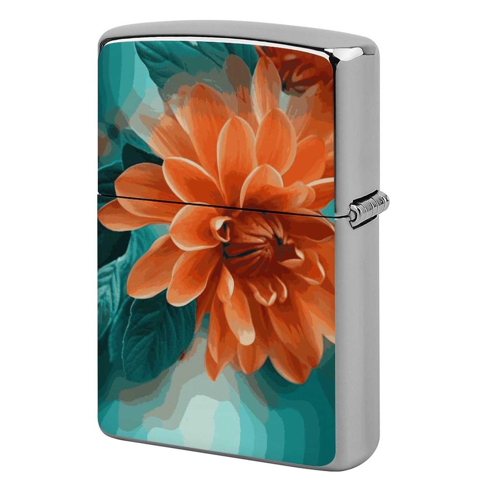 Teal and Flower Lighter Cover for Men, Personalized Lighter Case for Birthday Gift, Flip-Top Lighters Protective Cover, Portable Lighters Shell for Outdoor, Travel