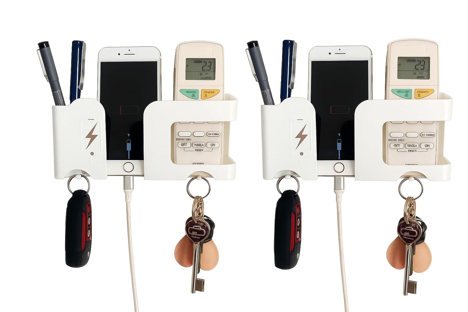 ZedGear Long Wall Mounted Mobile Holder Storage Case for Remote with Charging Port & Adjustable Viewing Angle Mobile Stand/Multi Purpose Stand- White (Pack of 2) ZedGear Long Wall Mounted Mobile Holder Storage Case for Remote with Charging Port & Adjustable Viewing Angle Mobile Stand/Multi Purpose Stand- White (Pack of 2)