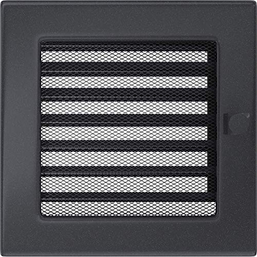 Grille de Ventilation KRATKI Grille de cheminée 17cm x 17cm Graphite avec Stores