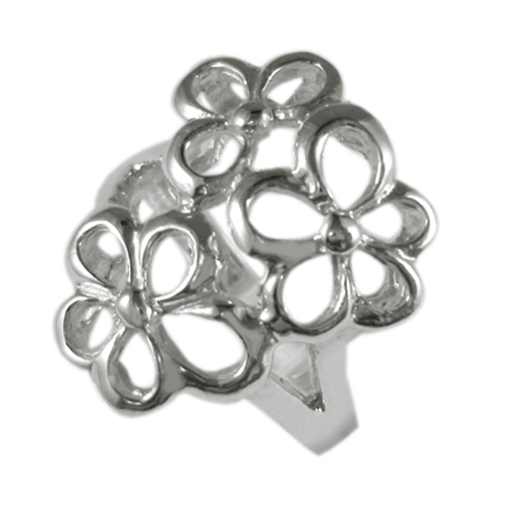 Anillo de plata Chic-Net 925 plata esterlina joyería de las señoras Diseñador filigrana flor tres 56
