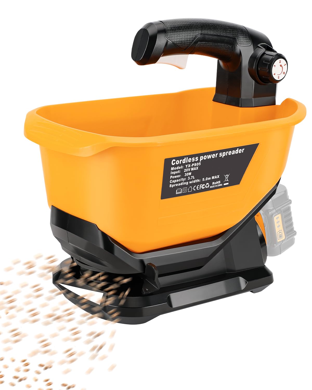 Adisipsoarin Seed Spreader for Dewalt 18v Battery,Handheld Fertilizer Spreader for Lawns,Available Year-Round,Grass Seeds,Fertilizer,Rock Salt and Ice Melt(Battery Not Included)