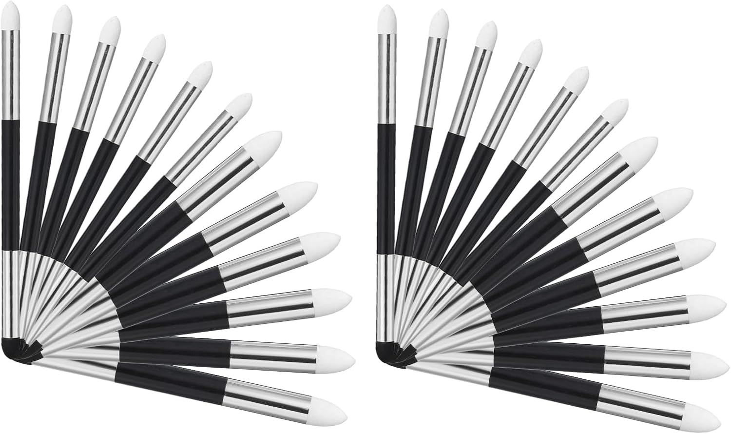 MECCANIXITY 24Pcs Artist Blending Sponge Pen Sketch Wipe Dual Tip Washable Soft Oil Pastel Blending Tools Rubbing Brush Drawing Art Blenders for Lightening Highlight Shadow Correcting, Silver