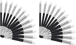 MECCANIXITY 2Pcs Artist Blending Sponge Pen Sketch Wipe Dual Tip Washable Soft Oil Pastel Blending Tools Rubbing Brush Drawing Art Blenders for Lightening Highlight Shadow Correcting, Silver