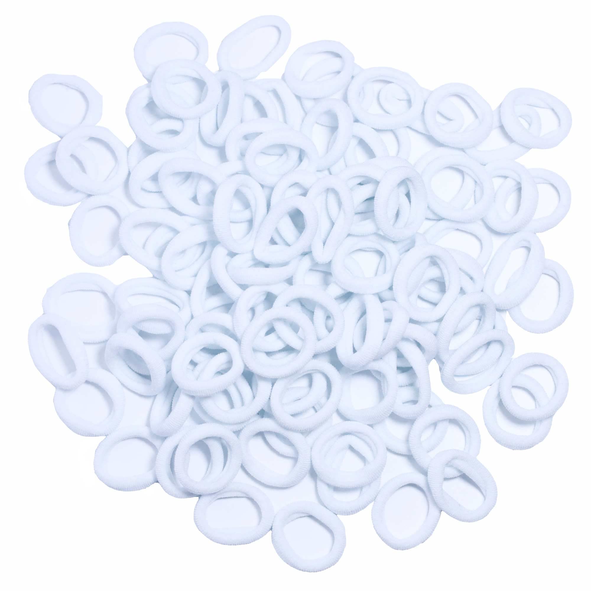 Hair Tie Band for Baby Girls, 100 Pieces - White