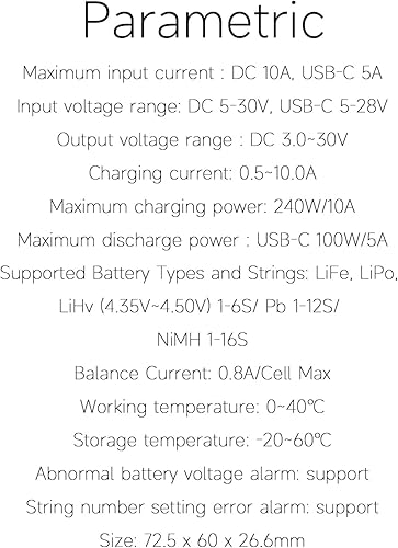 Vista 7 de ISDT 608PD Cargador de Batería Lipo DC 6S/240W/10A USB C 100W/5A Cargador Inteligente para Baterías RC Cargador de Equilibrio