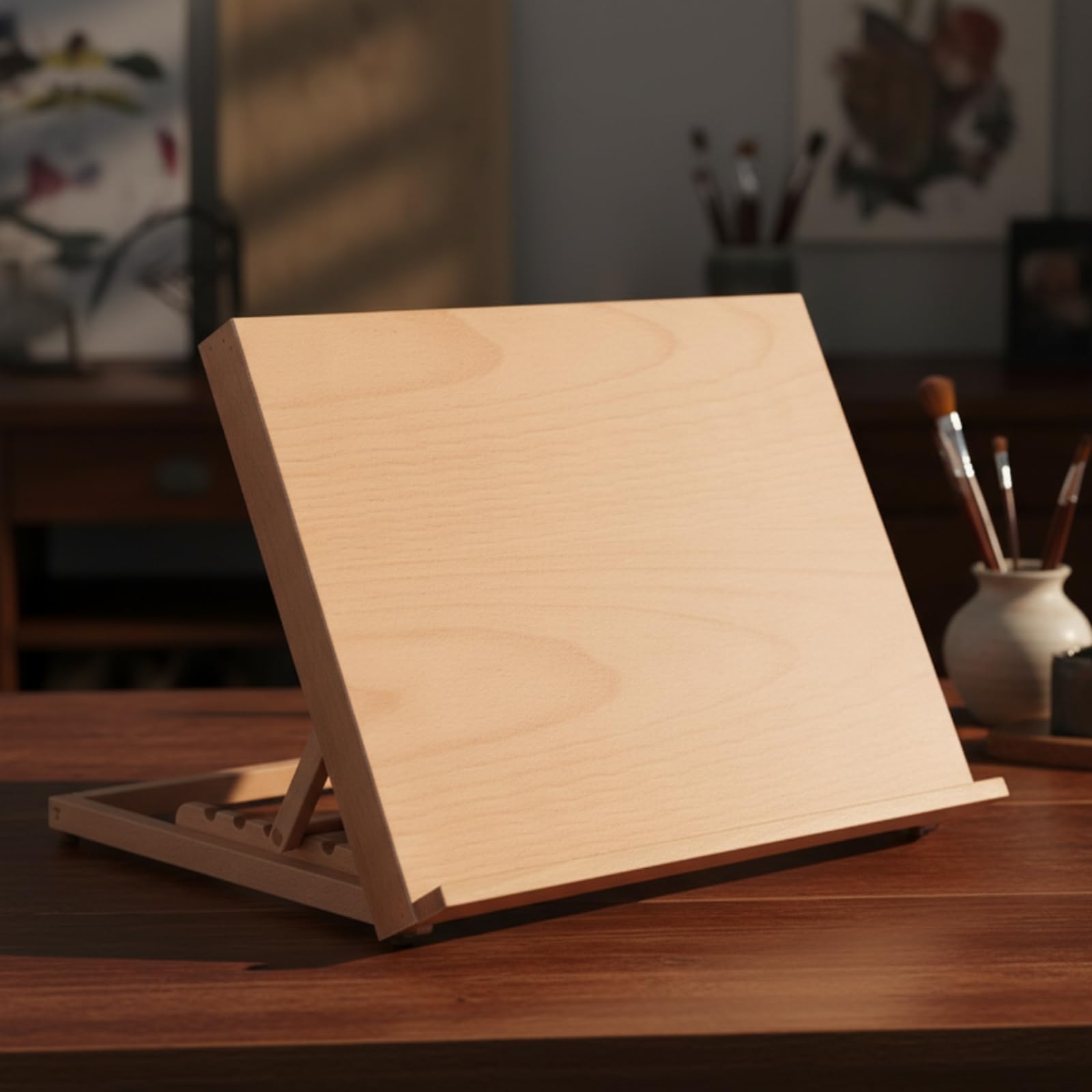 Caballete de Dibujo Plegable Portátil Ajustable de Madera de con Ángulos Regulables Base Estable y Bandeja de Apoyo Adecuado para Artistas Estudiantes, 46.8 Cm X 35.8 Cm X 2.2 Cm