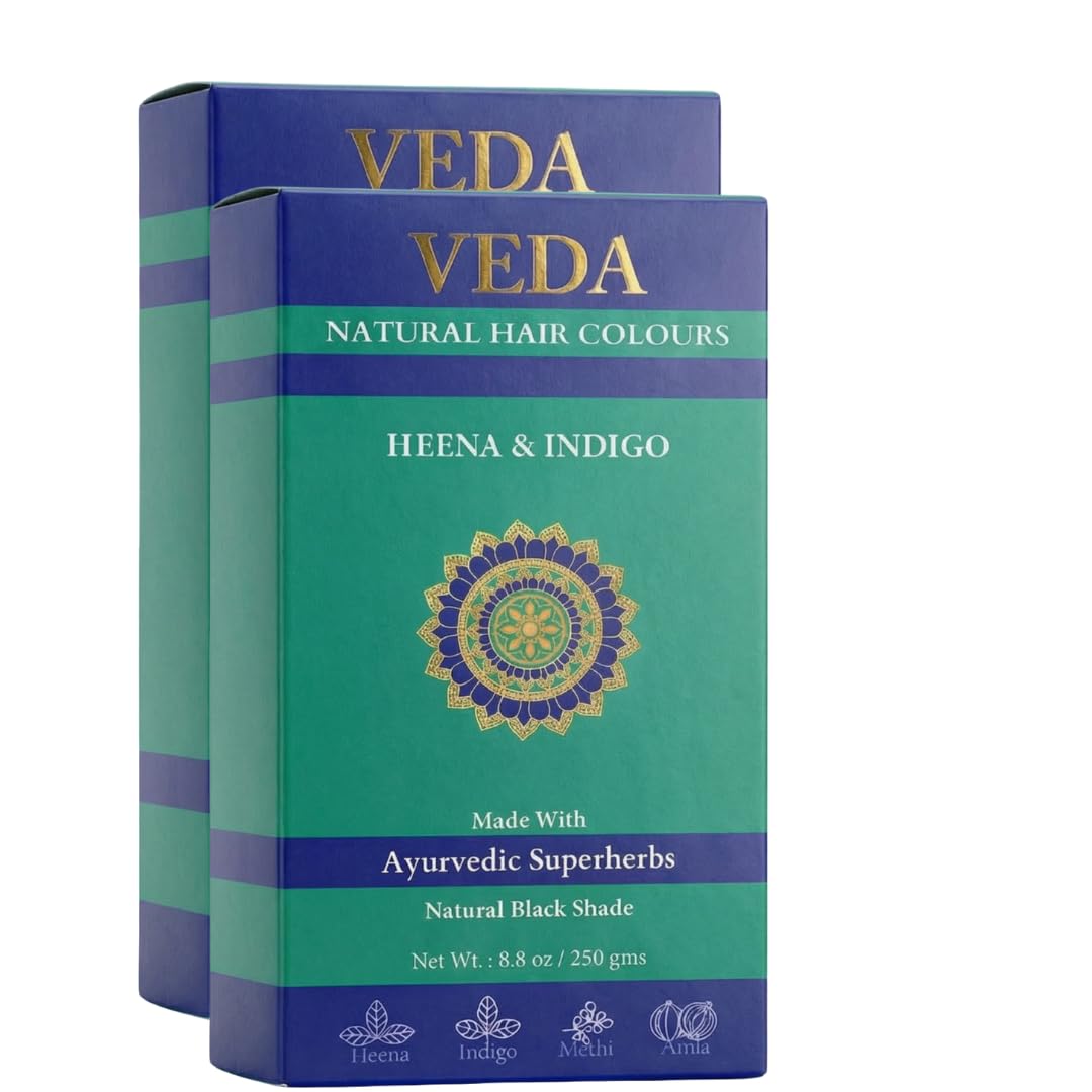 Veda Natural Hair Colours | Ayurvedic Hair Dye Kit | 100% Natural Black Hair Colour | Henna, Indigo & Hair Treatment Powder | Pack of 2 | 250GMS x 2|-image-11