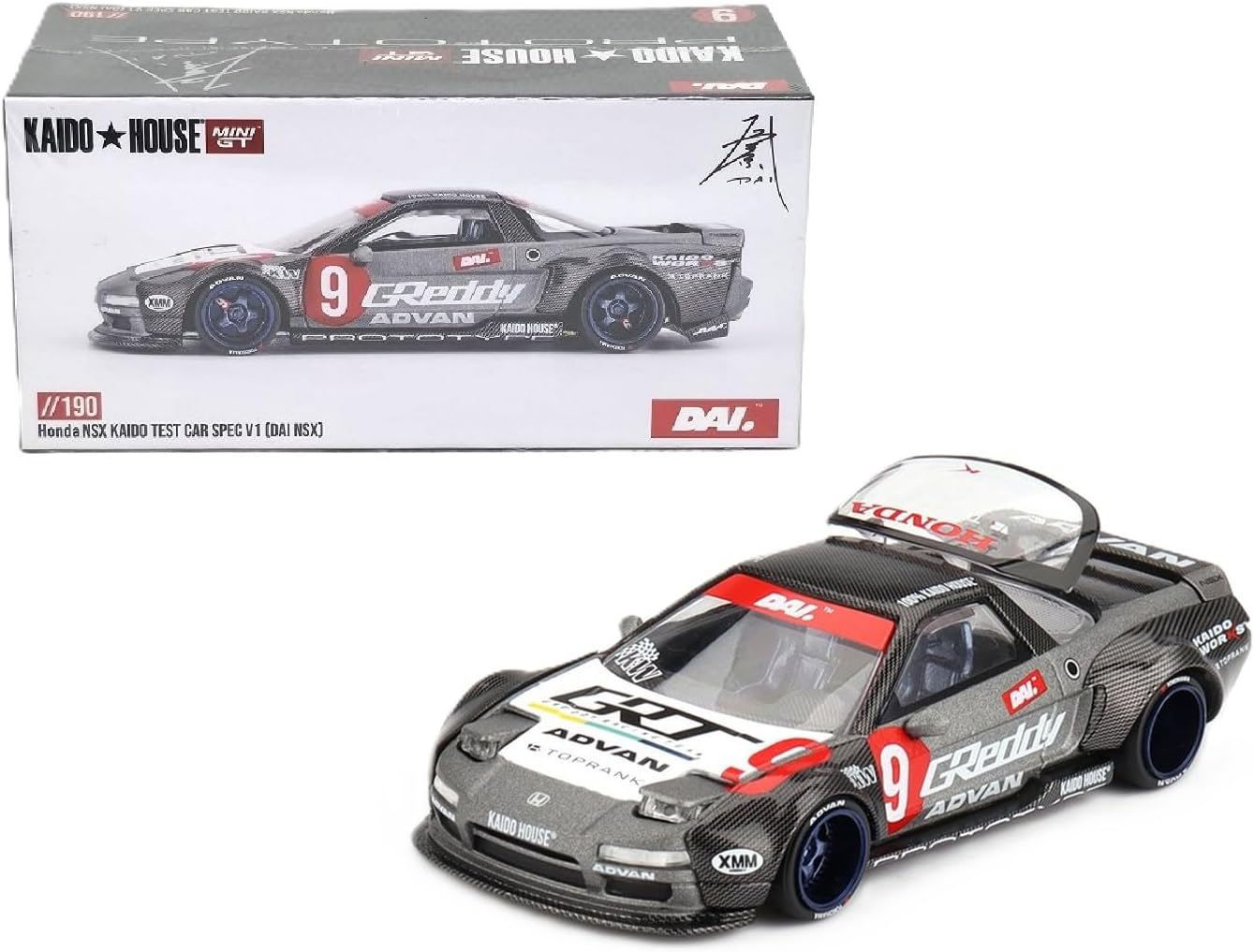 Diecast Model Car Compatible with Kaido House x Mini GT 1:64 Honda NSX Kaido Test Car Spec V1 (DAI NSX) Limited Edition KHMG190