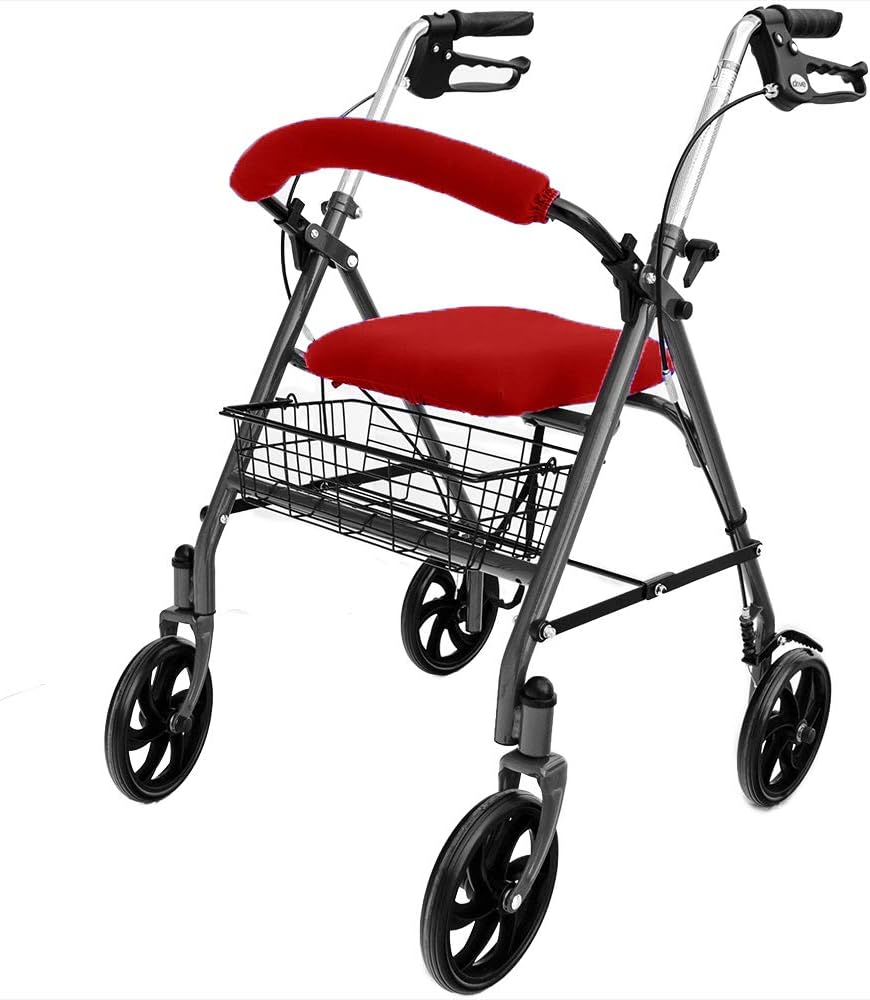 Top Glides Universal Rollator Walker Seat and Backrest Covers (Red