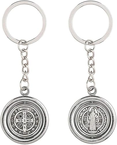 Miniatura 5 de Crucifijo Crucifijo de Cruz de San Benito 3" Chapado en Plata con Esmalte Rojo