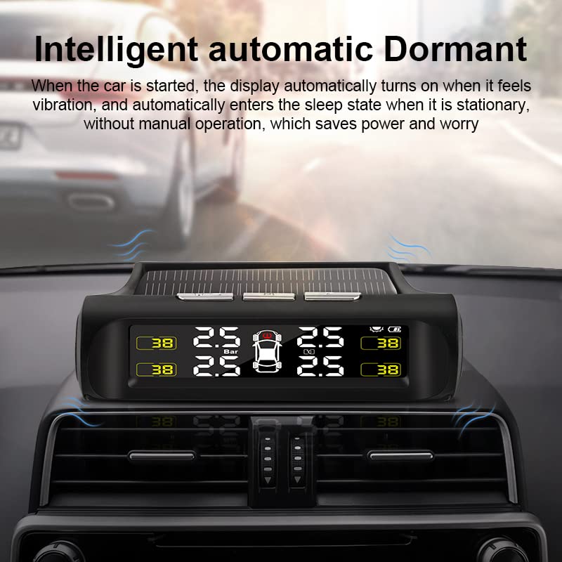 Tpms Auto Reifendruck Überwachung System Solar Lade Alarm HD Digital Display Wireless Mit 4 Sensor(Internal sensors)