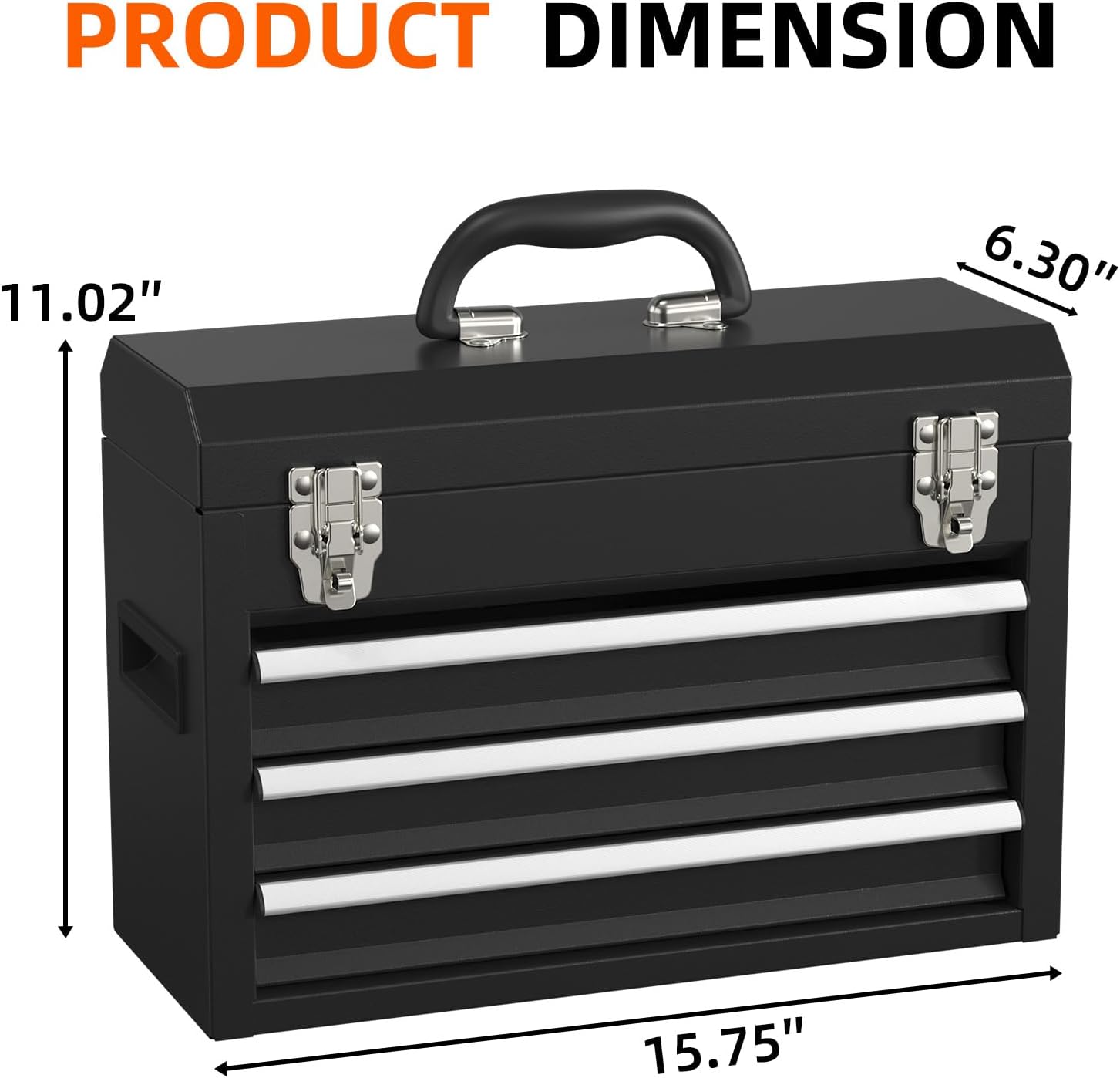 Heavy-Duty Metal Tool Chest with Drawers, Powder-Coated for Garage & Home (Black)