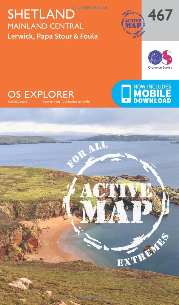 Shetland  Mainland Central Map  Weatherproof  Lerwick Papa  by Ordnance Survey