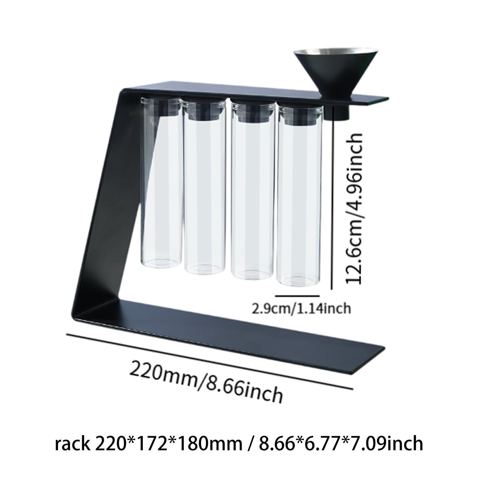 Kaffeebohnen Aufbewahrungsröhrchen Set, 4 Behälter, Luftdichte Glasfläschchen für Die Küchenbar