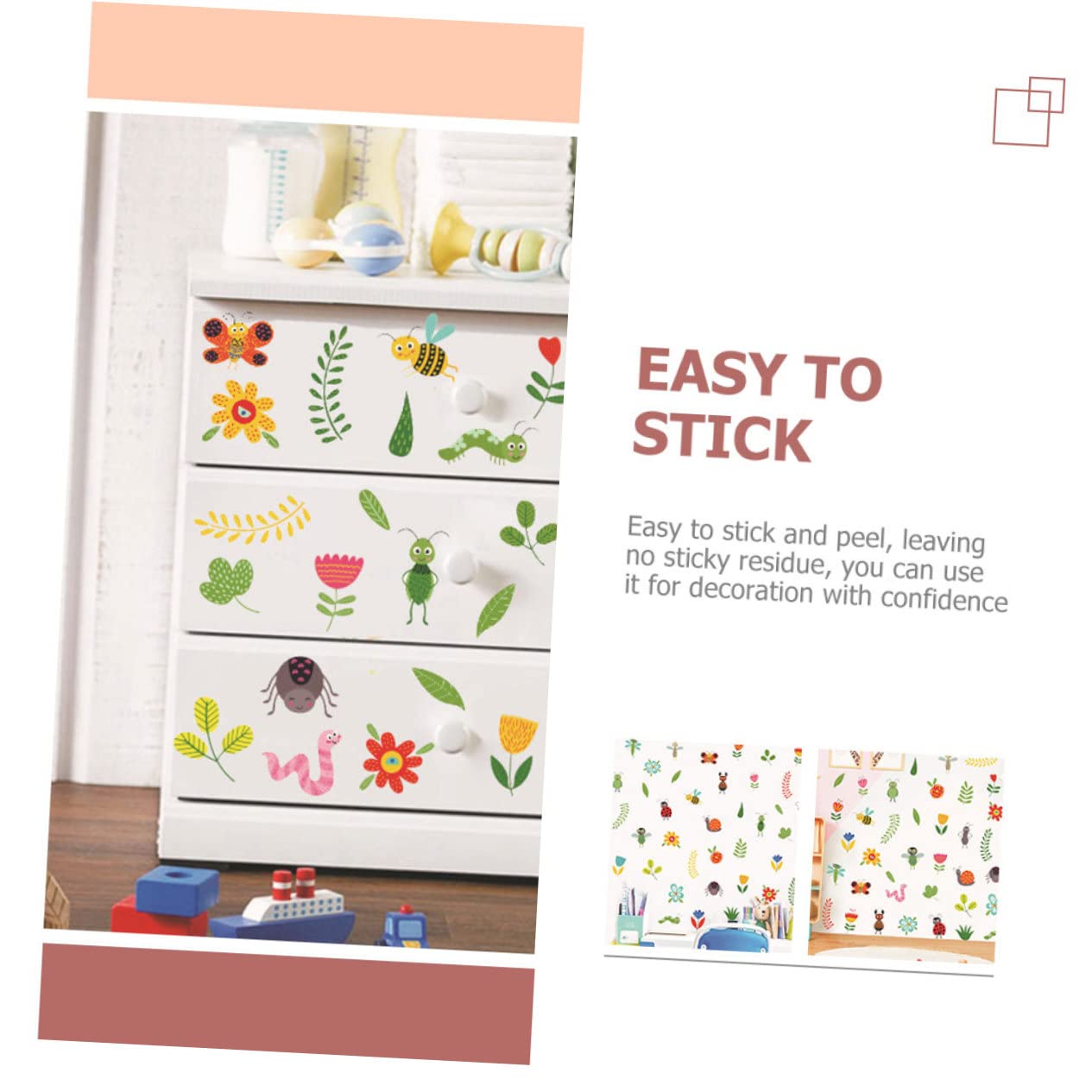 5 Juegos De Pegatinas De Pared De Insectos Decoración Retro Papel Tapiz Pegatinas De Pared Para Guardería Niñas Pegatinas Para Dormitorio De Niñas Pegatinas De Verano