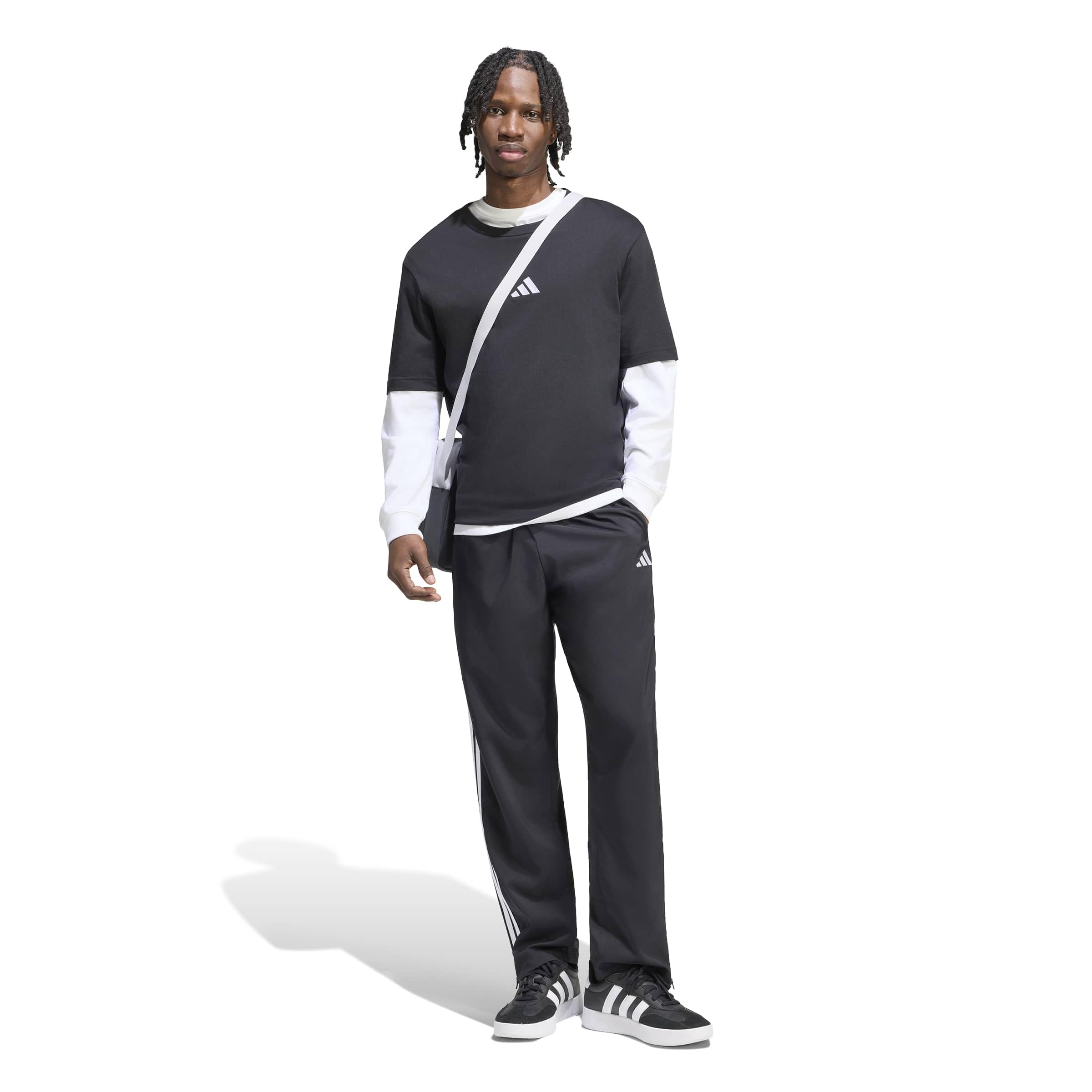 adidas Men's Pantalon fuselé en Toile et Ourlet Droit Essentials 3 Bandes Stanford Lite