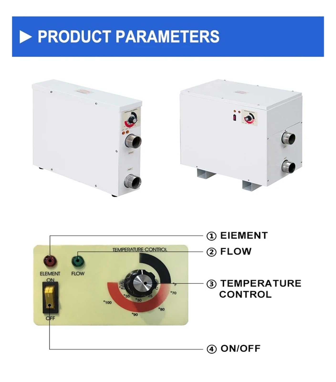 Pompe à Chaleur for Piscine et Spa 5,5 à 20 KW avec Interrupteur thermostatique, Chauffe-Eau électrique for piscines creusées et Hors Sol avec Une efficacité de Chauffage élevée(5.5KW)