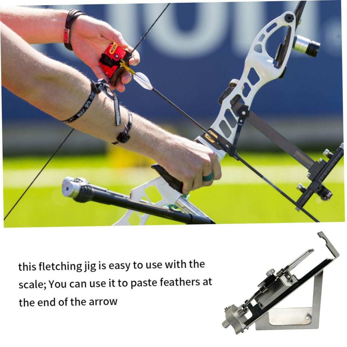 Flecha Fletching Jig, Fletching Jig Flecha Ajustable con Escala Transparente Herramienta de Tiro con Arco portátil de Aluminio para Tiro con Arco DIY Plata, Fletcher