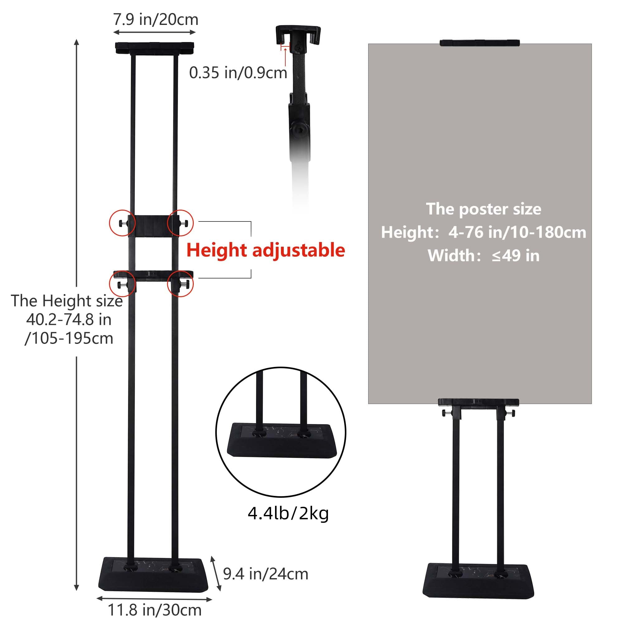 1 Support Pour Affiches, Support De Présentation Avec Pied, Présentoir Pour Informations, Butée
