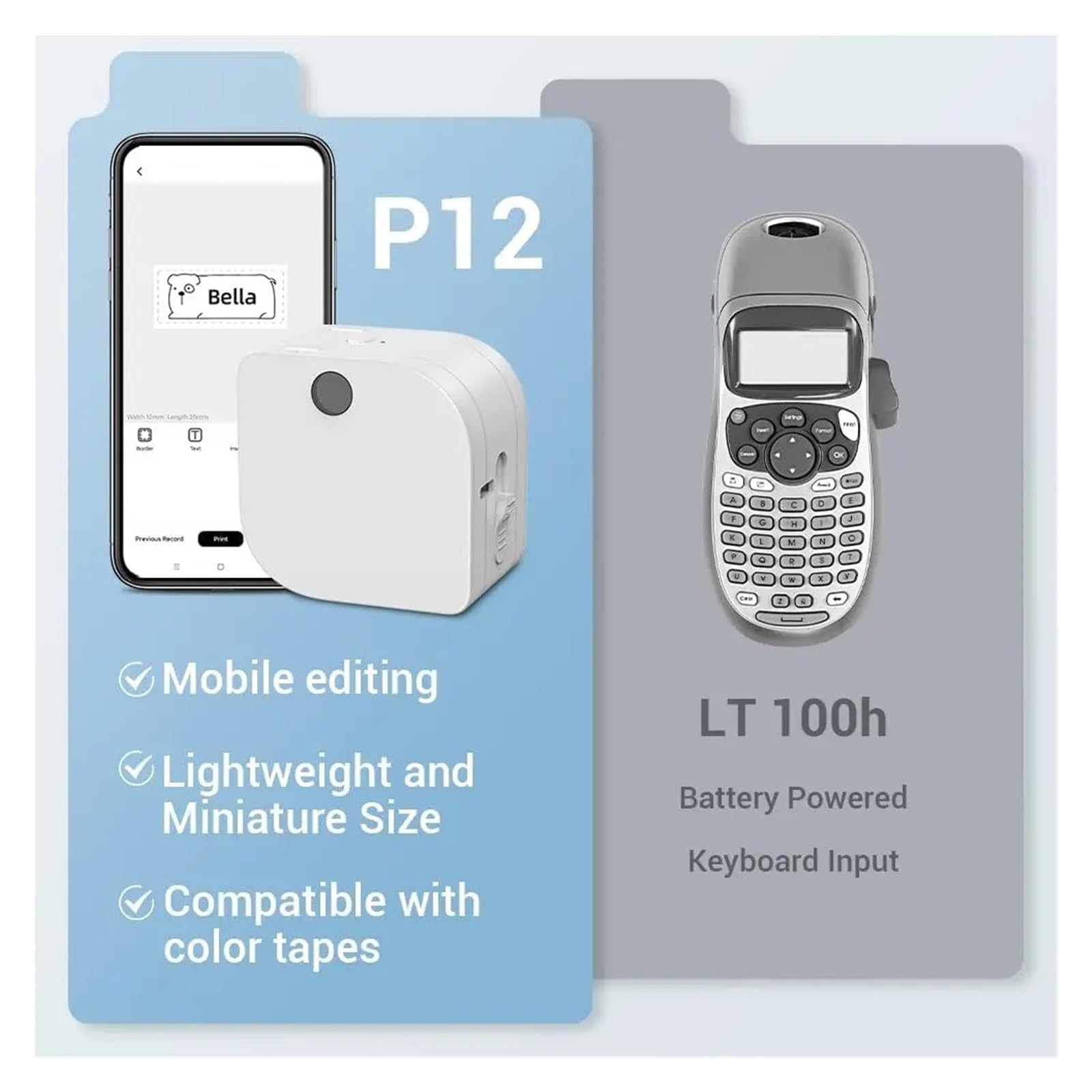 Termiczna Drukarka Etykiet Przenośna Drukarka Etykiet Bluetooth Druk Termotransferowy Z Ikoną Wielu Szablonów Do Przechowywania W Domu W Biurze(White)