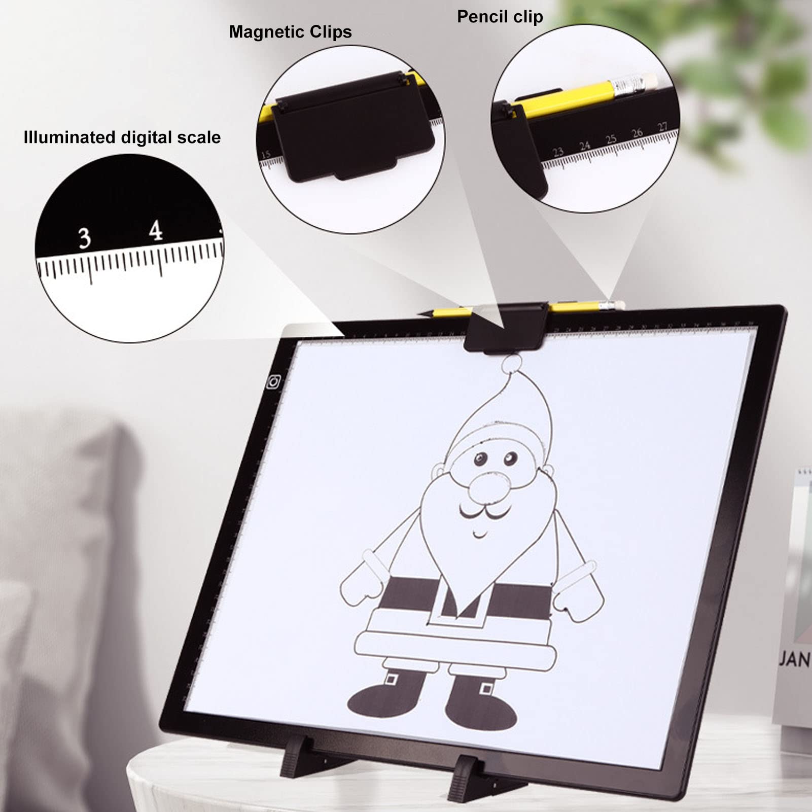 Podświetlana Tablica do śledzenia, Tablica świetlna Art Light Up Tracing Pad A3 Tracing Light Box 5 V/2 A 6500 K Regulacja 6 Poziomów Podkładka świetlna LED z Klipsem