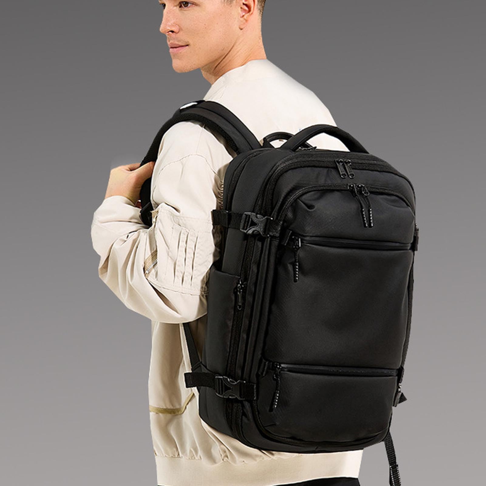 Mochila de Vacío de Tela Oxford Impermeable Expandible, Puerto de Carga USB con Bloqueo TSA, Mochila de Viaje con Sello Al Vacío, Ergonómica para Computadora Portátil para Mujeres y Hombres,