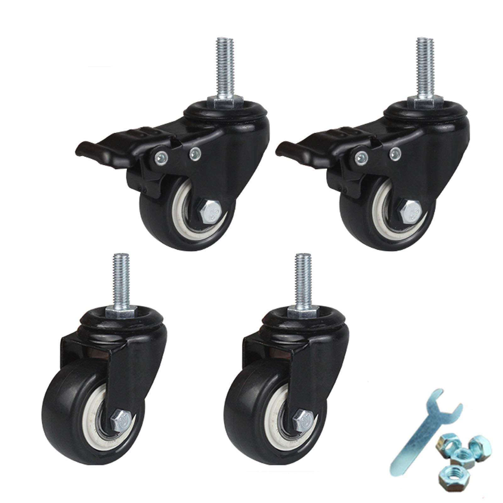 Roulettes pivotantes en polyuréthane robuste de 60 mm avec tige M12 pour chariot d'atelier