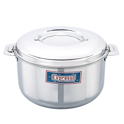 Expresso Stainless Steel Double Layer Bottom Hot Insulated Casserole w/Lid, Capacity 1 Litre