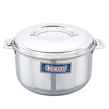 Expresso Double Layer Bottom Hot Insulated Stainless Steel Casserole w/Lid, Capacity 5 litres
