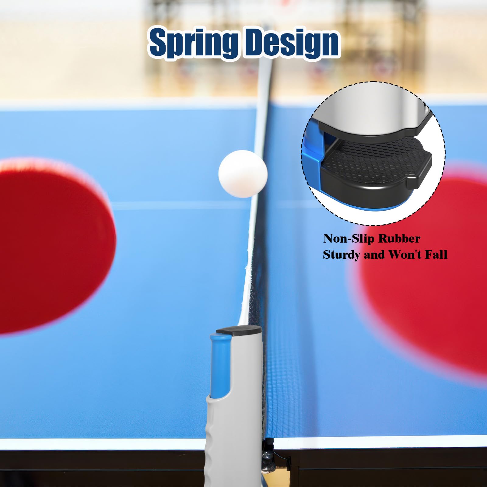 Filet de Ping Pong Rétractable, Filet Ping Pong pour Table Portable, Filet de Tennis de Table, Peut Être Étendu Jusqu'à 170 cm, pour Tables de Ping Pong, Un Bureau, Table Manger, Gris Bleu
