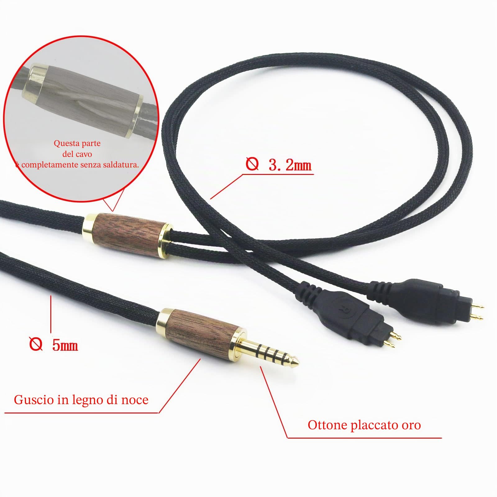 ABLET Cavo bilanciato maschio 7N OCC in rame placcato argento da 4,4 mm, compatibile con cuffie Sennheiser HD650, HD600, HD580, HD660S, HD58X, Massdrop HD6XX