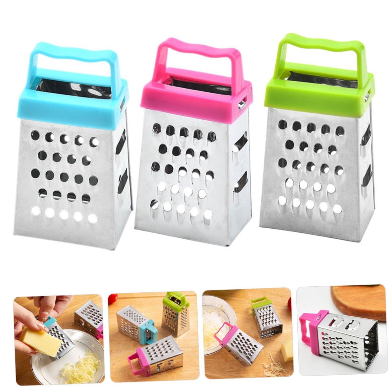 IMIKEYA 5 Sätze Mini Reibe Käsereibe Knoblauch Mehrzweck Käse Gemüse Ingwer Karotten Küchenbedarf Multifunktions Edelstahl 6 Stück * 5