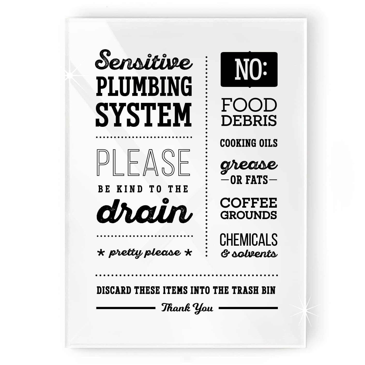 12X6 Inch Sensitive Plumbing Be Kind to The Drain Kitchen Sign - Ready to Stick, Lean Or Frame, Premium Finish & Durable, Perfect for Farmhouse Kitchens, Ideal for Home Chefs